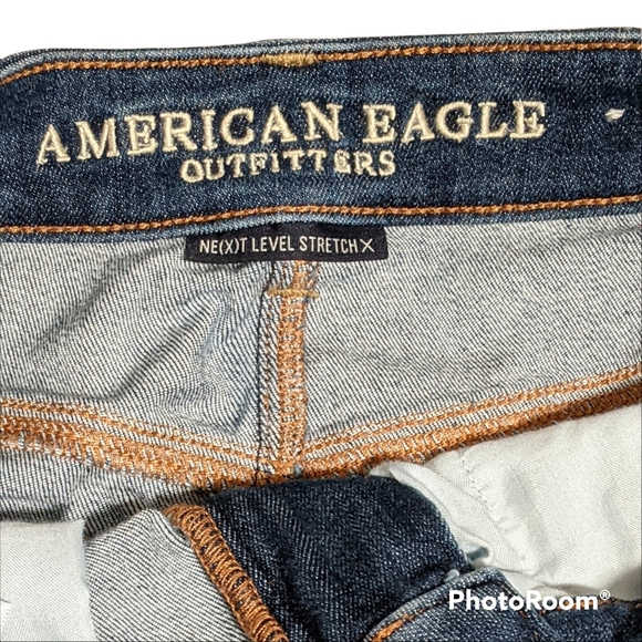 American Eagle denim skirt zipper destress whiskering 2 - Picture 3 of 8